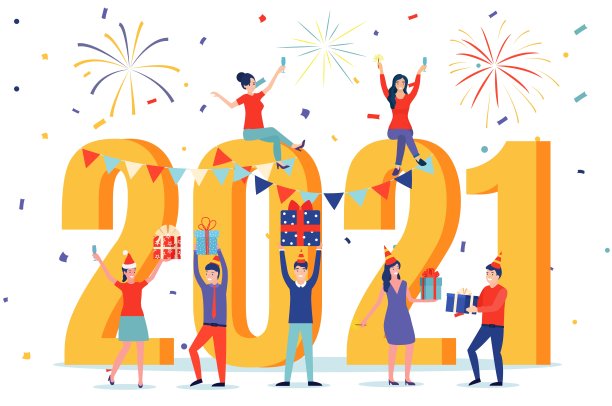 2021年新年快乐贺卡。图片下载