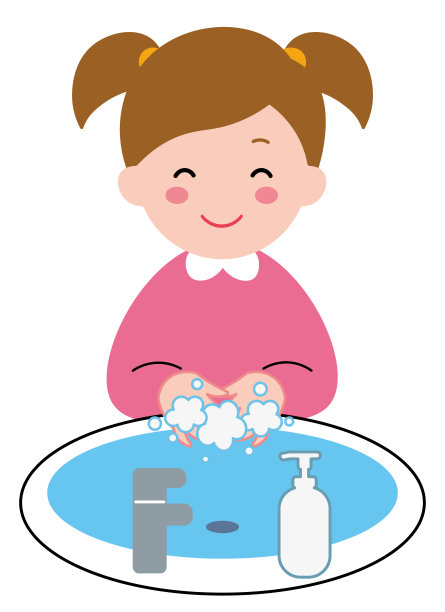 女孩洗手。图片下载