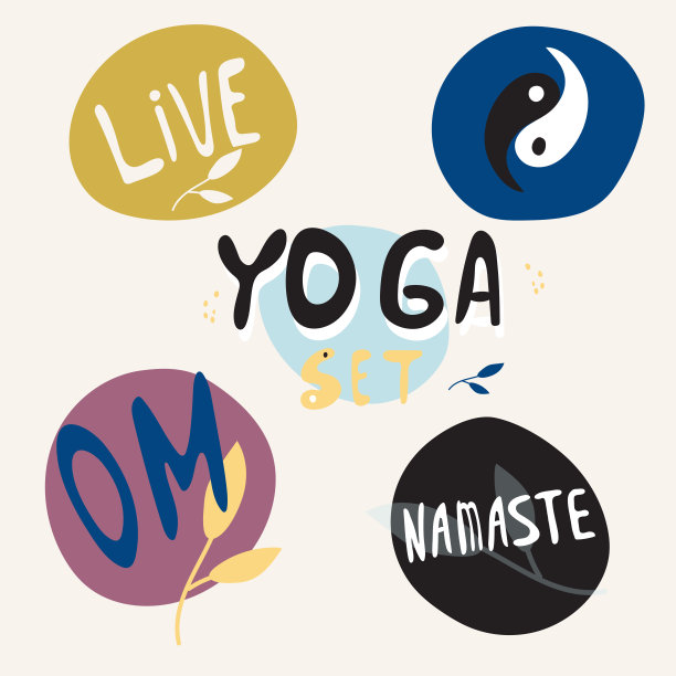 主题为瑜伽、合十礼、生活、唵。矢量图图片下载