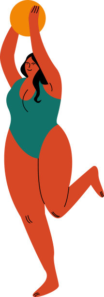 一个穿着泳衣的黑头发胖女人正在玩图片下载