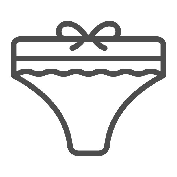 女性内裤线图标，卫生常规概念，白色背景上的内衣标志，移动概念和网页设计的轮廓风格的内裤图标。矢量图形。图片下载
