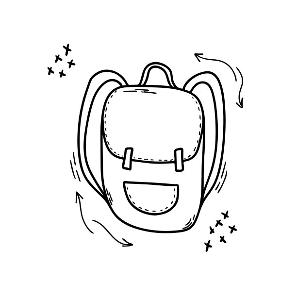 背包在涂鸦风格孤立在一个白色图片下载