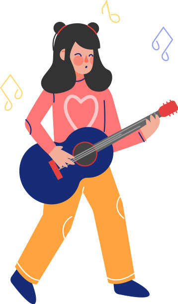 弹着吉他乐器的少女年轻图片下载
