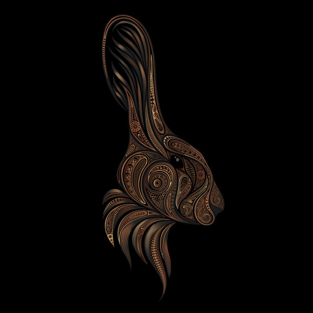 棕色的兔子从美丽的图案图片下载