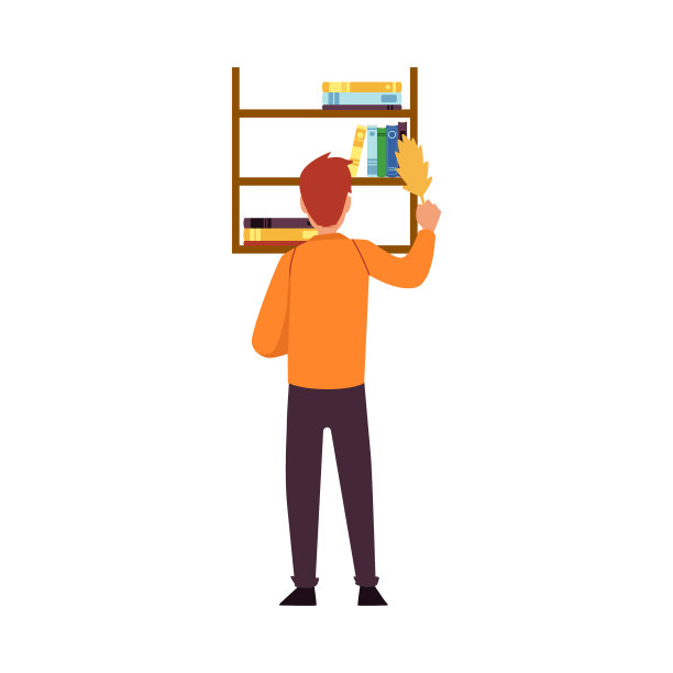 清洁工在清理书架上的灰尘图片下载