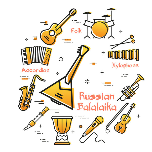 线性音乐横幅-俄罗斯三弦琴图片下载