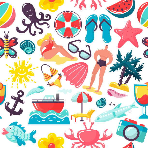 暑假旅游模式设计图片下载