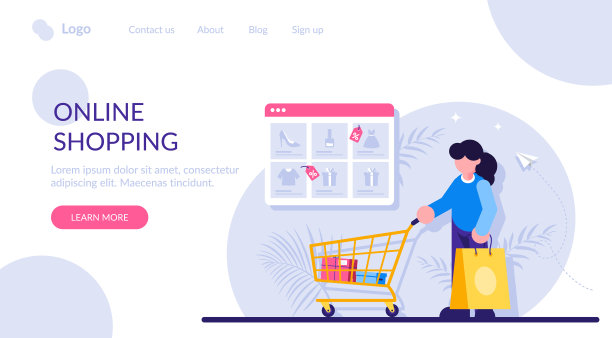 网上购物概念女人用一个包裹和图片下载