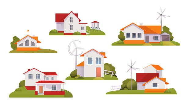 以白色为背景设置乡村房屋图片下载