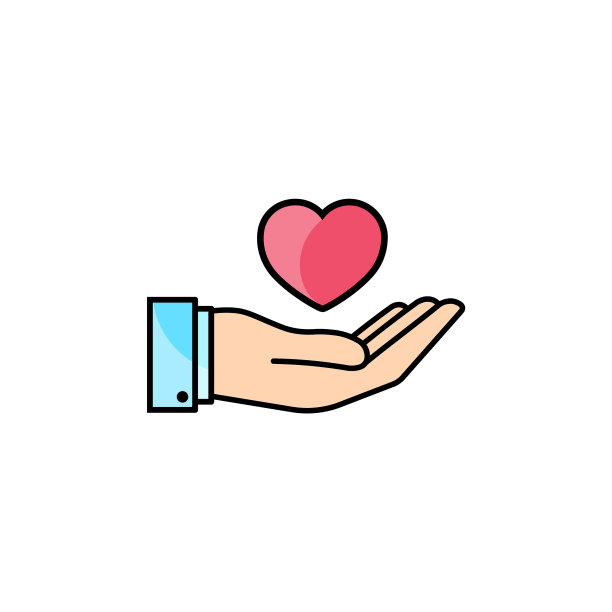 手与心的图标平爱情故事的象征图片下载