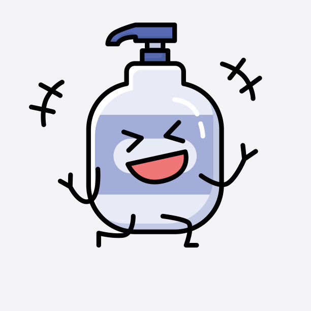 可爱的洗手液吉祥物人物在平图片下载