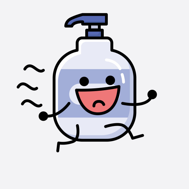 可爱的洗手液吉祥物人物在平图片下载