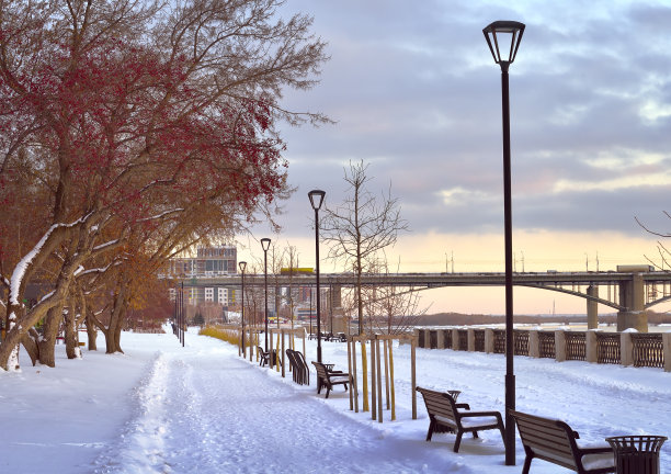 冬天在鄂毕河的堤岸上图片下载