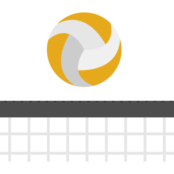 白色背景上的排球和网图片下载