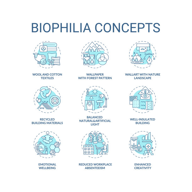 热爱生命的蓝色概念图标集图片下载