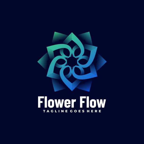 向量插图花流梯度彩色风格。图片下载