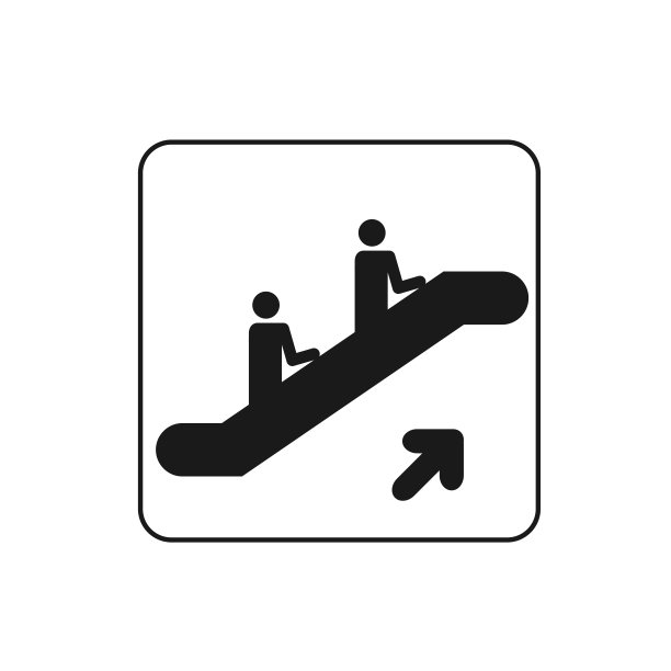 电梯自动扶梯标志图标上下孤立在白色背景矢量上图片下载