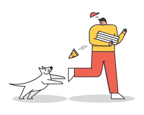 愤怒的狗攻击披萨外卖员图片下载