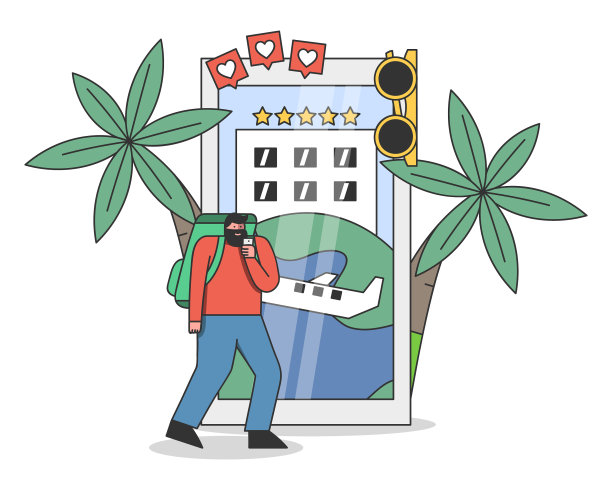 旅行者站在智能手机前图片下载