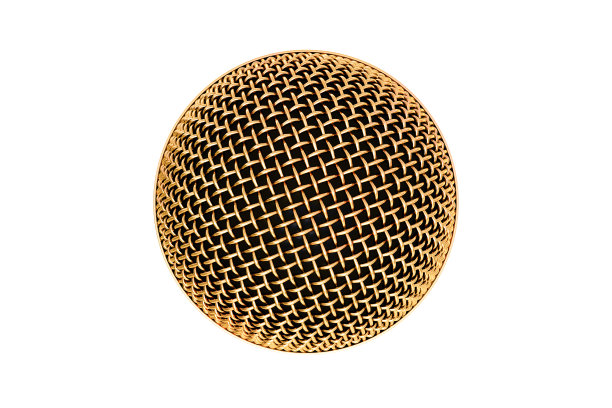 从顶部看，金色的麦克风图片下载