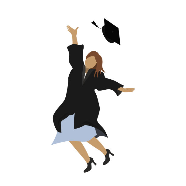 年轻的研究生女孩穿着毕业礼服图片下载