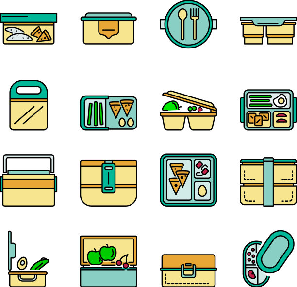 午餐盒图标设置线颜色图片下载