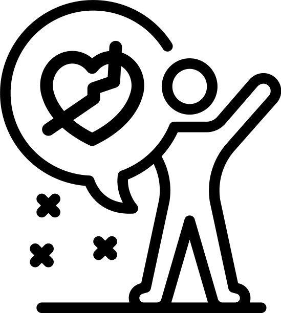 破碎的心聊天泡泡图标轮廓风格图片下载