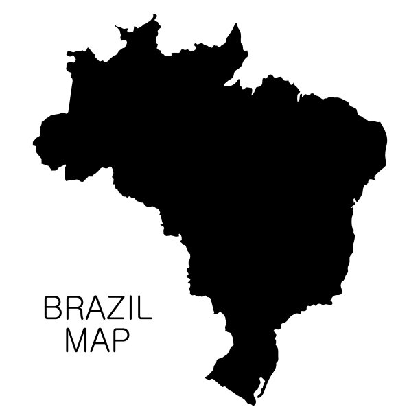 巴西地图和国家名称孤立在白色图片下载