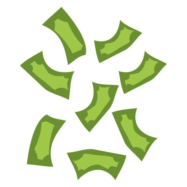 钞票在飞，美元在平的风格孤立图片下载