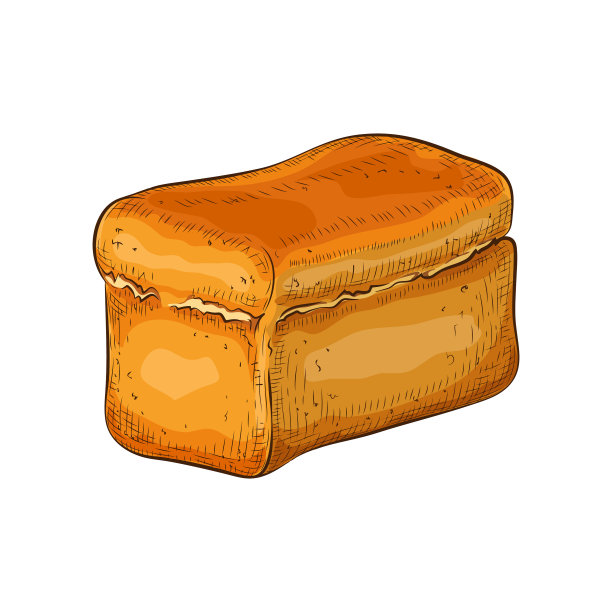 小麦面包孤立在白色手绘图片下载