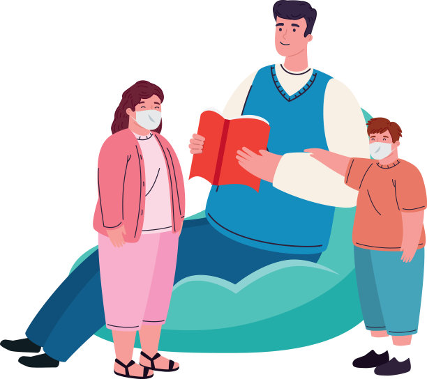 父亲带着孩子戴医用口罩图片下载