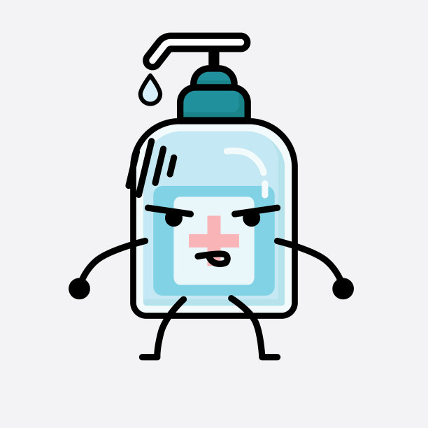 可爱的洗手液吉祥物人物在平图片下载
