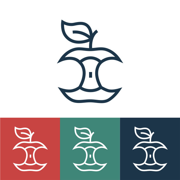 线性矢量图标与苹果核图片下载