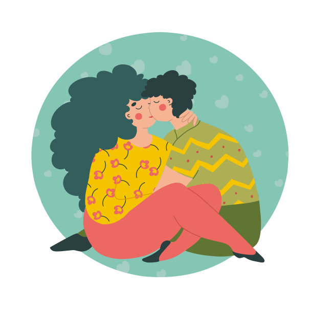 情人节亲吻情侣，浪漫矢量。卡通人物矢量插图。图片下载