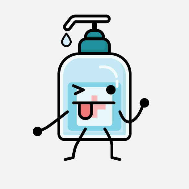 可爱的洗手液吉祥物人物在平图片下载