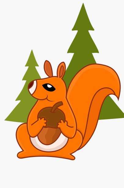 可爱的红松鼠在秋天的概念与枫叶问候，感恩节卡片和封面。图片下载