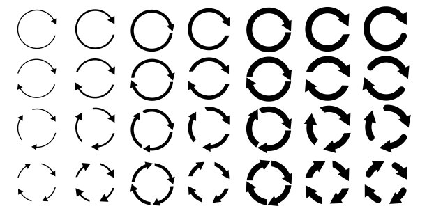 一轮箭。矢量信号。光标图标。图标与圆形箭头为网页设计。股票的形象。每股收益10。图片下载