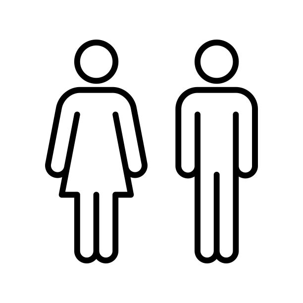 男人和女人标志线图标，隔离在白色背景上。男性和女性符号图片下载