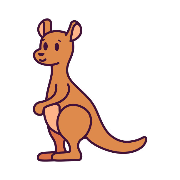 孤立的卡通袋鼠图片下载