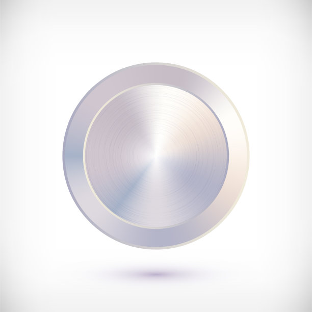 金属铬圆形徽章。矢量金属质感的钢按钮，闪亮的设计元素为背景，网页，应用程序图片下载
