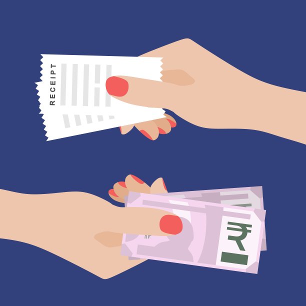 手里拿着卢比的女人和另一个拿着账单收据的女人。图片下载