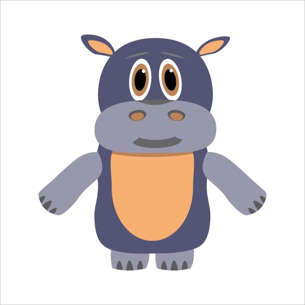 白色背景上孤立的紫色河马图片下载