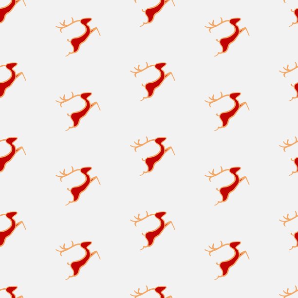 复古无缝背景圣诞图案与马鹿。圣诞节无缝图案与鹿在白色的背景。矢量图图片下载