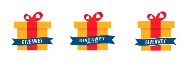 红丝带礼盒。一套赠品盒。白人背景的社交媒体竞赛。赠品孤立的插图。图片下载