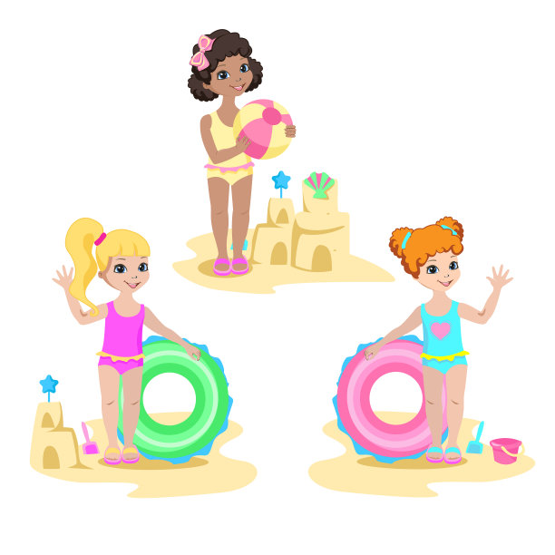 孩子们在海滩上图片下载