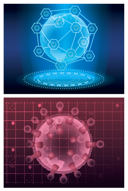 2019冠状粒子未来主义光与地球图片下载