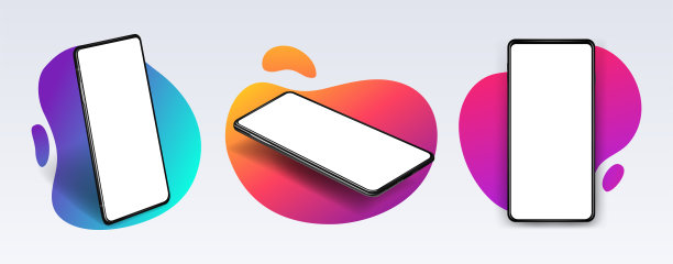 黑屏智能手机。逼真的手机可以是信息图或界面表示的模板。三款手机视角不同。更少的智能手机。矢量UI和UX设计图片下载