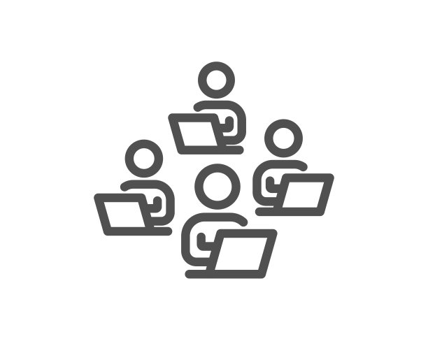 团队一行图标。远程办公的迹象。向量图片下载