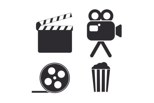 电影。简单的图标集。平面设计的平面风格元素。向量EPS10插图。图片下载
