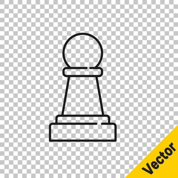 黑线象棋图标孤立在透明的背景。商业策略。游戏,管理、财务。向量图片下载